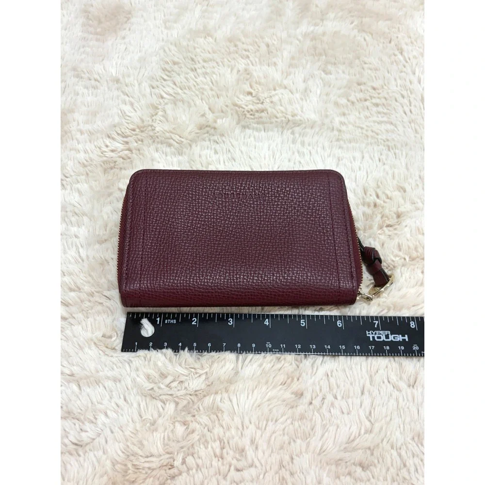 Longchamp Le Foulonne Medium Zip Around Wallet Wine Burgundy Leather Parisian